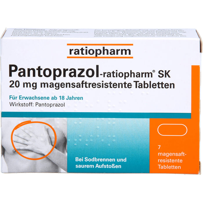 Pantoprazol-ratiopharm SK 20 mg Tabletten bei Sodbrennen, 7 St. Tabletten
