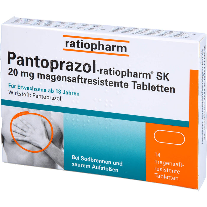 Pantoprazol-ratiopharm SK 20 mg Tabletten bei Sodbrennen, 14 St. Tabletten