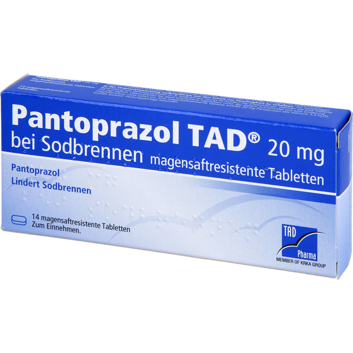 Pantoprazol TAD 20 mg magensaftresistente Tabletten bei Sodbrennen, 14 St. Tabletten