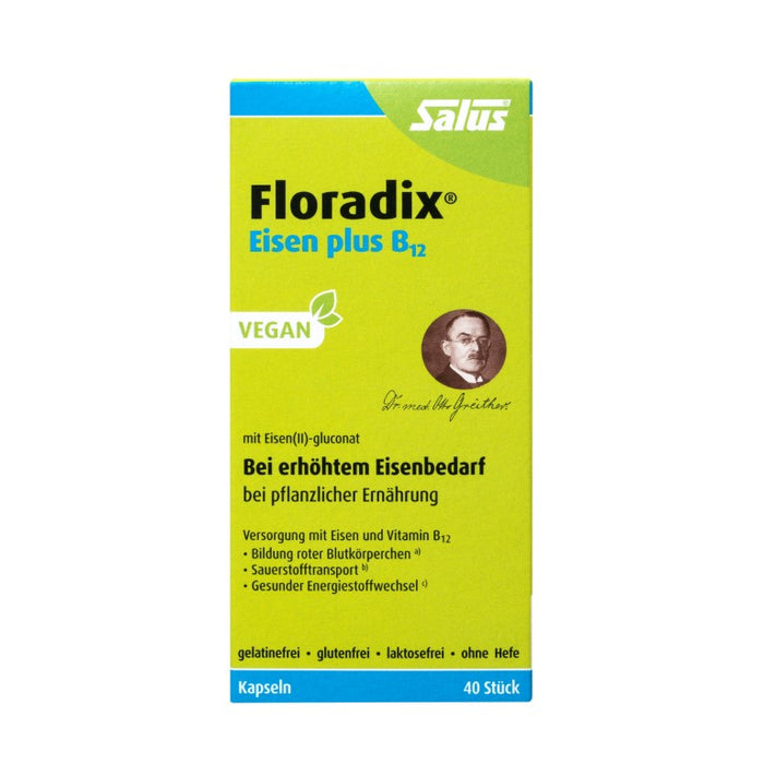 Floradix Eisen plus B12 vegan Kapseln, 40 St. Kapseln
