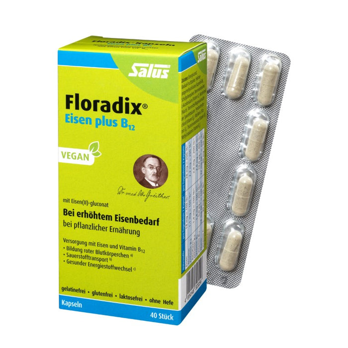 Floradix Eisen plus B12 vegan Kapseln, 40 St. Kapseln