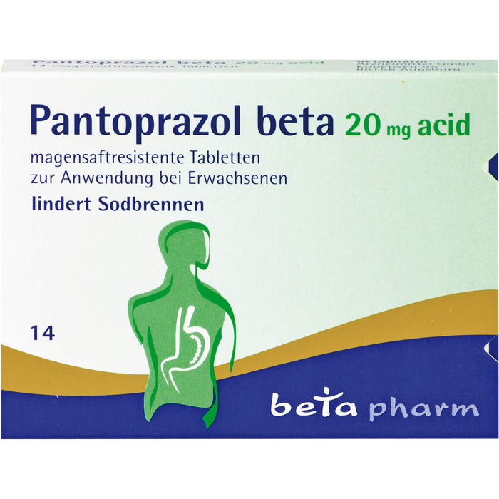 Pantoprazol beta 20 mg acid Tabletten bei Sodbrennen, 14 St. Tabletten