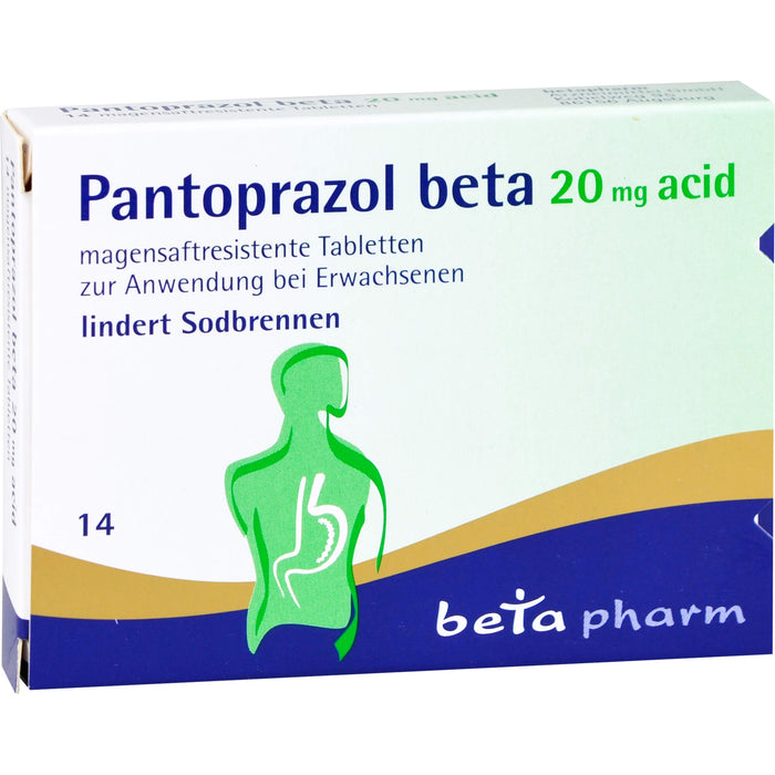 Pantoprazol beta 20 mg acid Tabletten bei Sodbrennen, 14 St. Tabletten