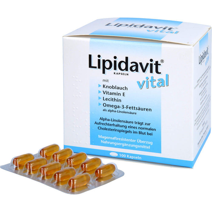 Lipidavit vital Kapseln trägt zur Aufrechterhaltung eines normalen Cholesterinspiegels im Blut bei, 100 St. Kapseln