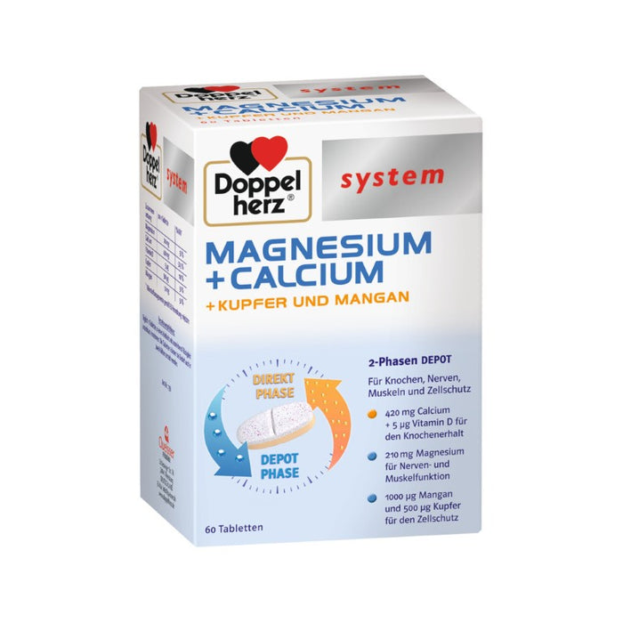Doppelherz Magnesium+Calcium+Kupfer u Manga system, 60 St TAB