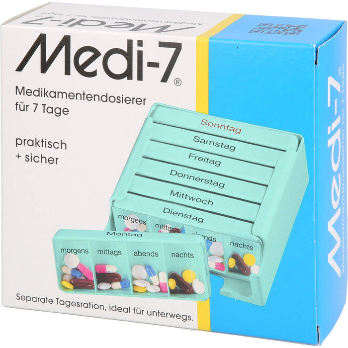 Medi-7 Medikamentendosierer für 7 Tage in türkis, 1 St. Box
