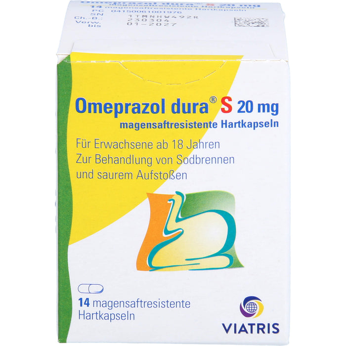 Omeprazol dura S 20 mg Hartkapseln bei Sodbrennen, 14 St. Kapseln