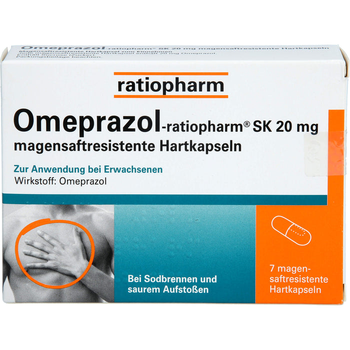 Omeprazol-ratiopharm SK 20 mg Kapslen bei Sodbrennen, 7 St. Kapseln
