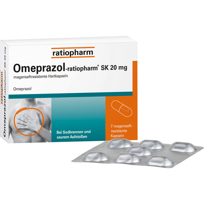Omeprazol-ratiopharm SK 20 mg Kapslen bei Sodbrennen, 7 St. Kapseln