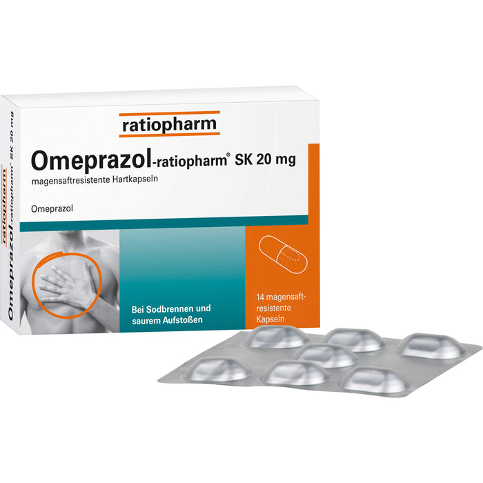 Omeprazol-ratiopharm SK 20 mg bei Sodbrennen Kapseln, 14 St. Kapseln