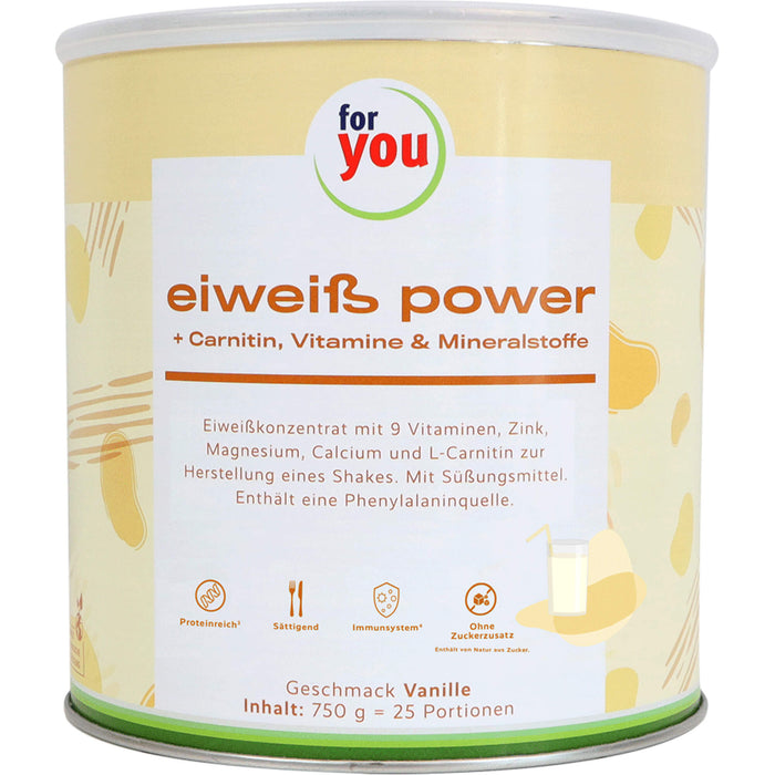 for you Eiweiß Power Pulver Geschmack Vanille, 750 g Pulver
