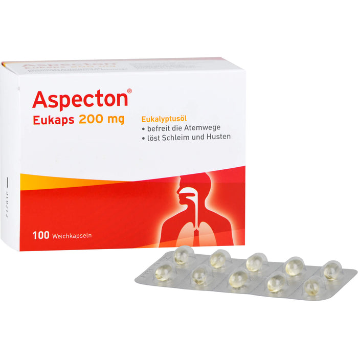 Aspecton Eukaps 200 mg Weichkapseln befreit die Atemwege und löst Schleim und Husten, 100 St. Kapseln
