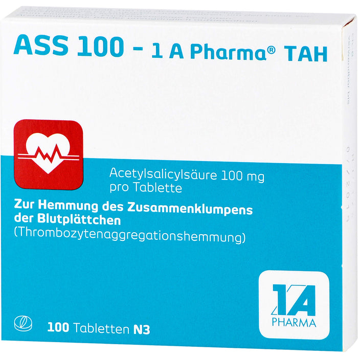 ASS 100 mg - 1 A Pharma TAH Tabletten, 100 St. Tabletten