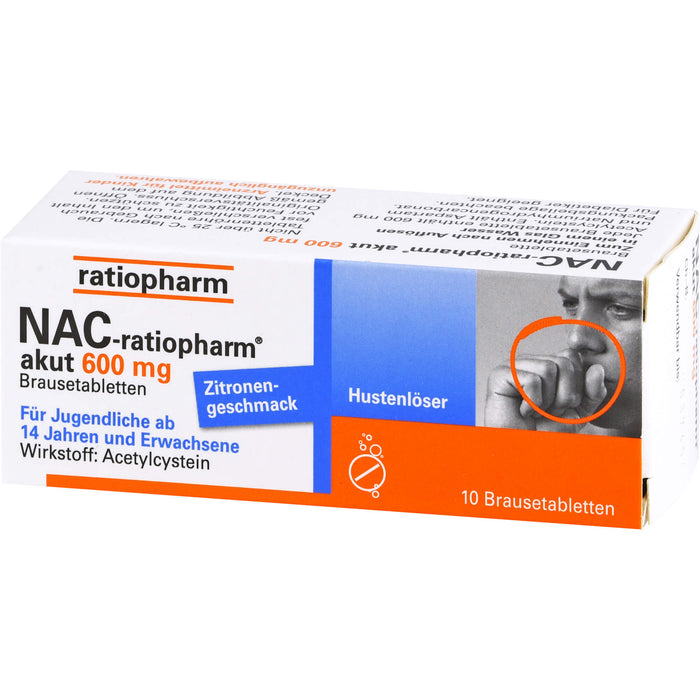NAC-ratiopharm akut 600 mg Brausetabletten, 10 St. Tabletten