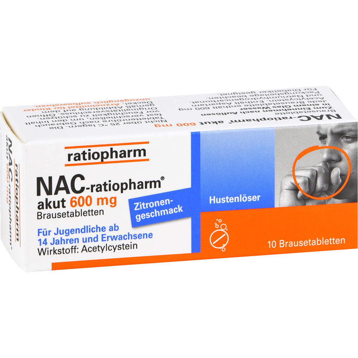 NAC-ratiopharm akut 600 mg Brausetabletten, 10 St. Tabletten