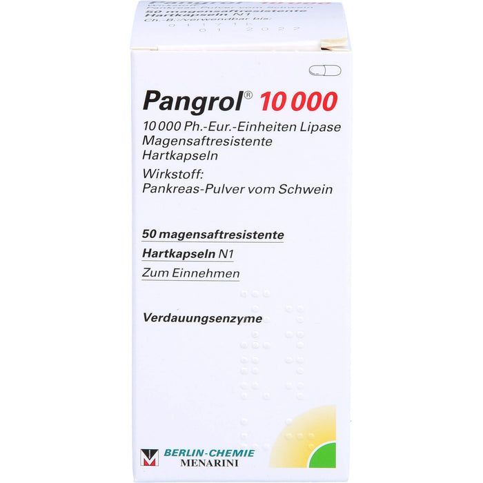 Pangrol 10 000, 10 000 Ph.-Eur.-Einheiten Lipase Magensaftresistente Hartkapseln, 50 St. Kapseln