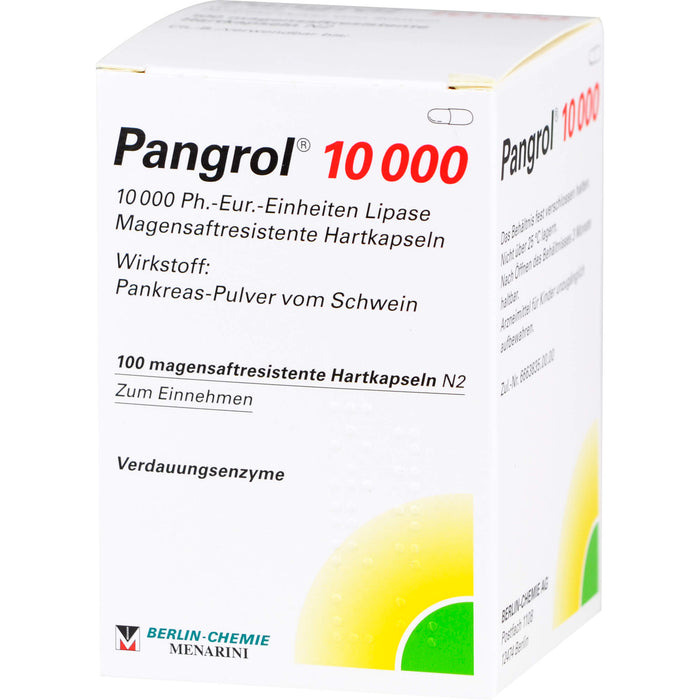 Pangrol 10 000, 10 000 Ph.-Eur.-Einheiten Lipase Magensaftresistente Hartkapseln, 100 St KMP