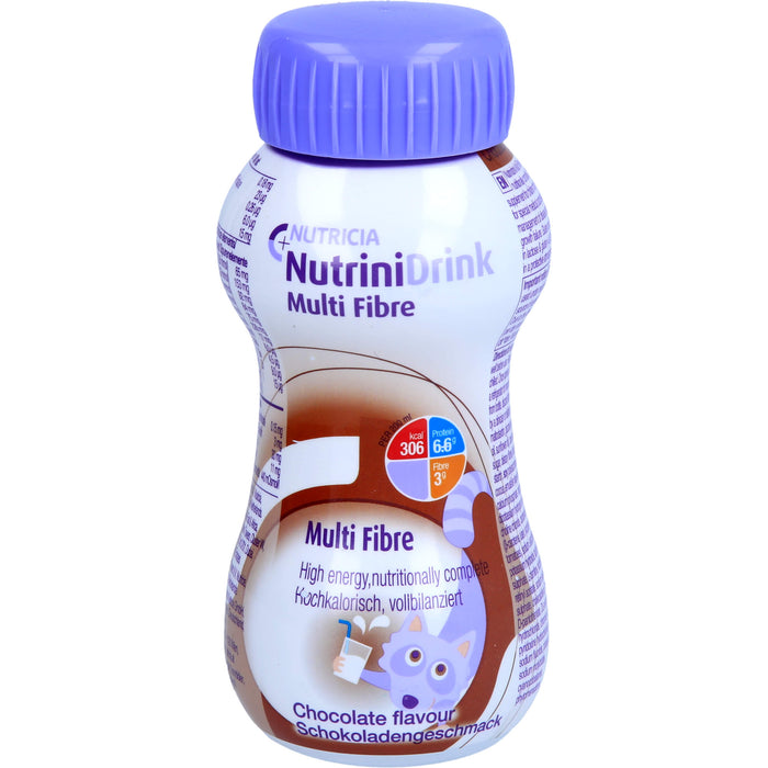 NutriniDrink Multi Fibre Schokoladengeschmack hochkalorische Trinknahrung, 200 ml Lösung