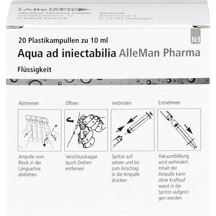 Aqua ad injectabilia DELTAMEDICA Plastikamp. 10ml, 20X10 ml FLU