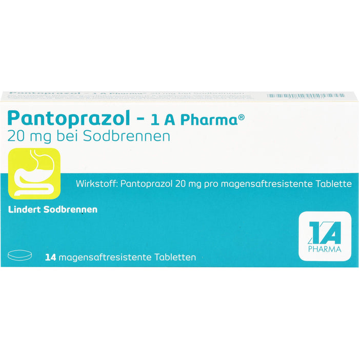 Pantoprazol - 1 A Pharma 20 mg Tabletten bei Sodbrennen, 14 St. Tabletten