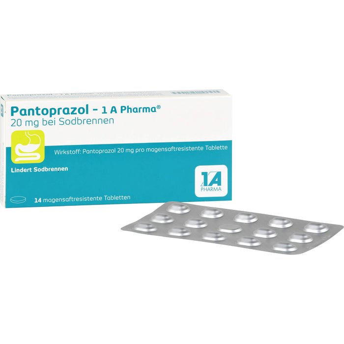 Pantoprazol - 1 A Pharma 20 mg Tabletten bei Sodbrennen, 14 St. Tabletten