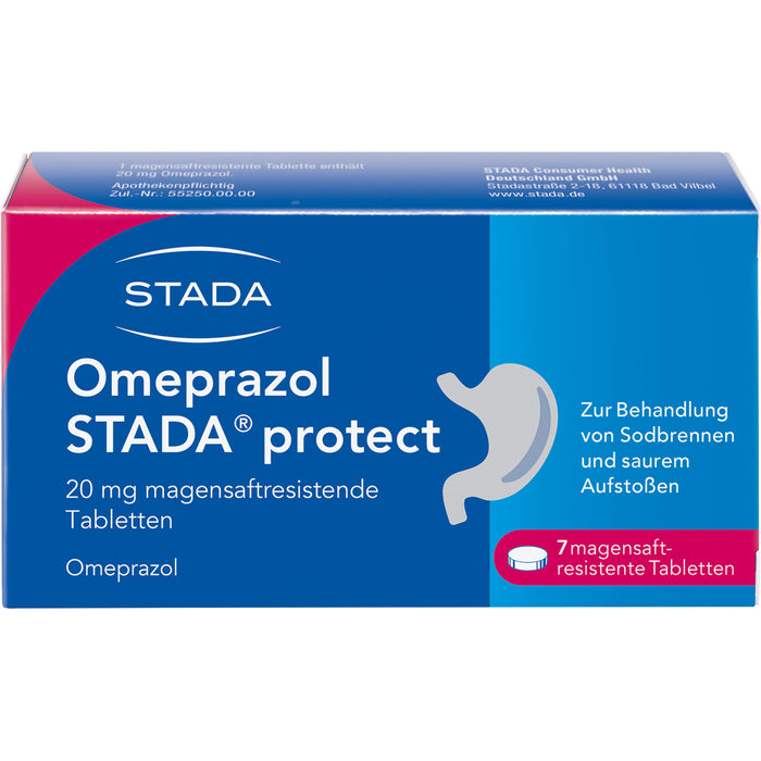 Omeprazol STADA protect 20 mg Tabletten bei Sodbrennen, 7 St. Tabletten