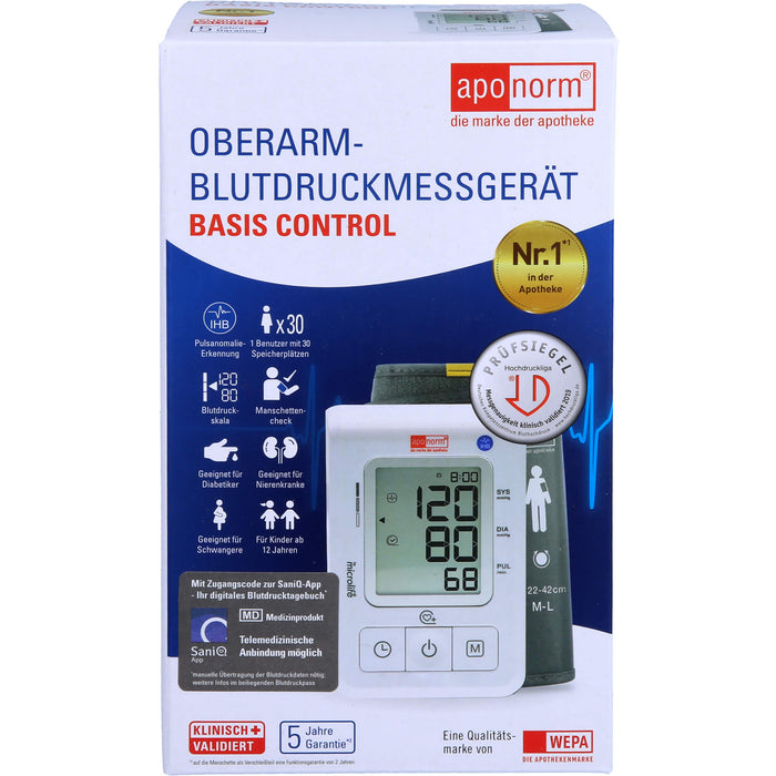 aponorm Blutdruckmessgerät Basis Control Oberarm, 1 St