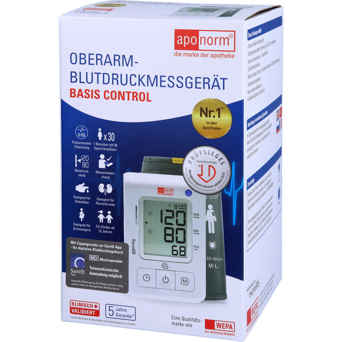 aponorm Blutdruckmessgerät Basis Control Oberarm, 1 St