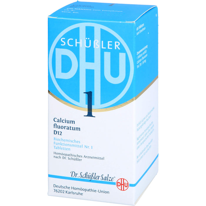DHU Schüßler-Salz Nr. 1 Calcium fluoratum D12, Das Mineralsalz des Bindegewebes, der Gelenke und Haut – das Original – umweltfreundlich im Arzneiglas, 420 St. Tabletten