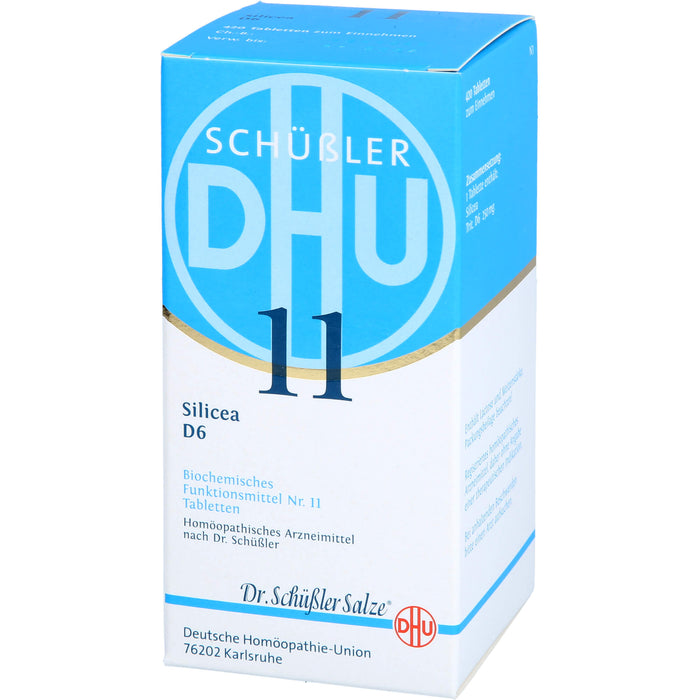 DHU Schüßler-Salz Nr. 11 Silicea D6 – Das Mineralsalz der Haare, der Haut und des Bindegewebes – das Original – umweltfreundlich im Arzneiglas, 420 St. Tabletten