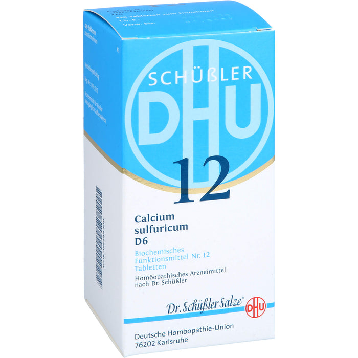 DHU Schüßler-Salz Nr. 12 Calcium sulfuricum D6 – Das Mineralsalz der Gelenke – das Original – umweltfreundlich im Arzneiglas, 420 St. Tabletten