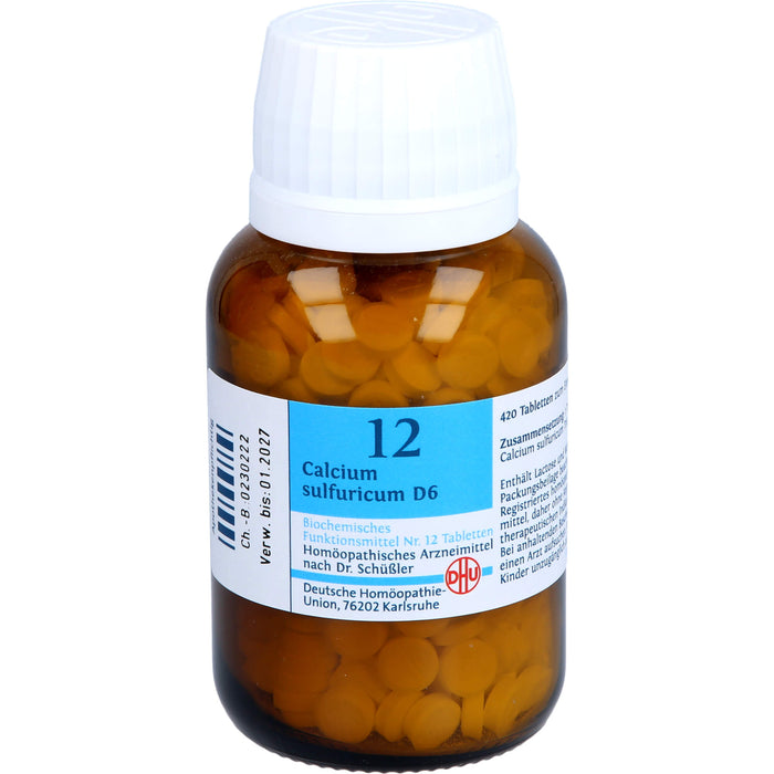 DHU Schüßler-Salz Nr. 12 Calcium sulfuricum D6 – Das Mineralsalz der Gelenke – das Original – umweltfreundlich im Arzneiglas, 420 St. Tabletten