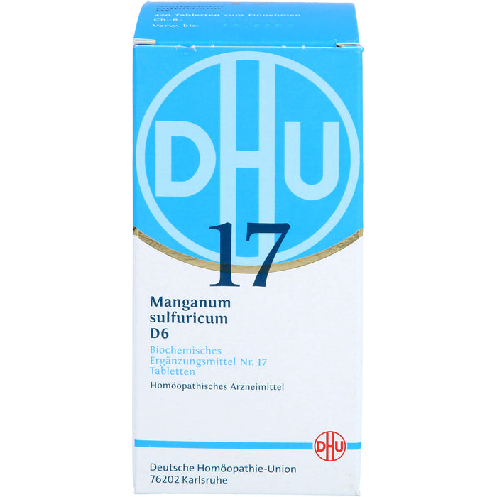 DHU Manganum sulfuricum D6 Biochemisches Ergänzungsmittel Nr. 17 – Das Mineralsalz der Blutbildung – umweltfreundlich im Arzneiglas, 420 St. Tabletten