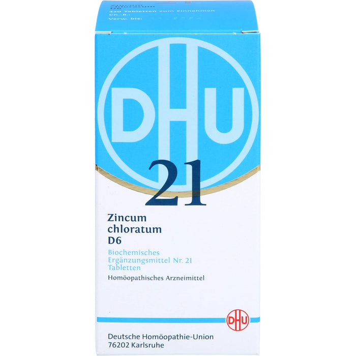 DHU Zincum chloratum D6 Biochemisches Ergänzungsmittel Nr. 21 – Das Mineralsalz des Nervenstoffwechsels – umweltfreundlich im Arzneiglas, 420 St. Tabletten
