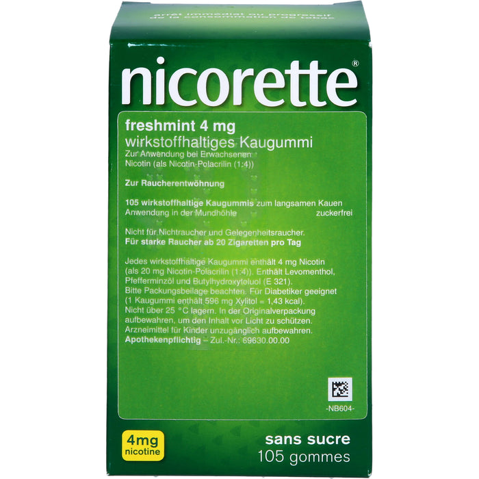 nicorette 4 mg freshmint wirkstoffhaltige Kaugummis, 105 St. Kaugummi