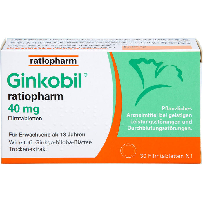 Ginkobil ratiopharm 40 mg Filmtabletten, 30 St. Tabletten