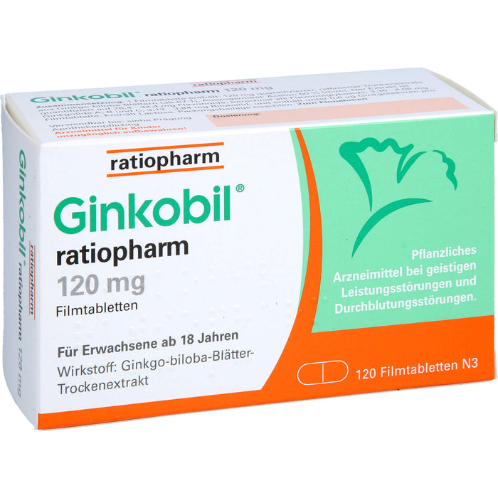Ginkobil ratiopharm 120 mg Filmtabletten bei geistigen Leistungsstörungen und Durchblutungsstörungen, 120 St. Tabletten