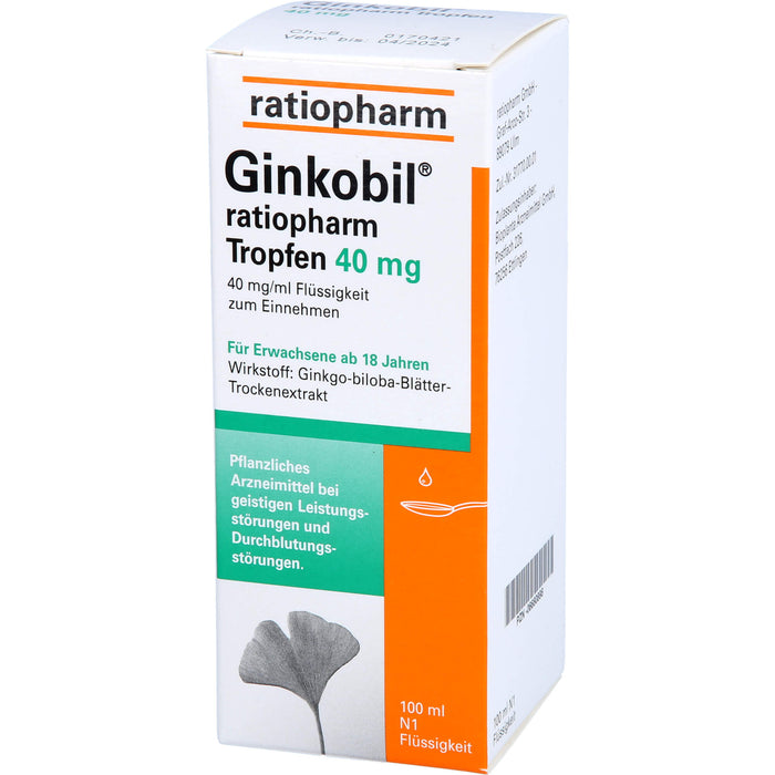Ginkobil ratiopharm Tropfen 40 mg, 100 ml TRO