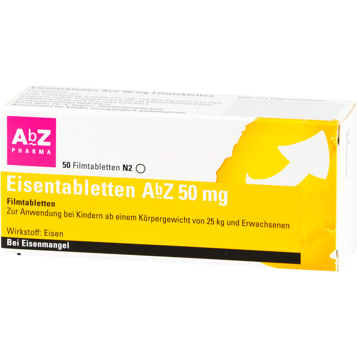 Eisentabletten AbZ 50 mg Filmtabletten, 50 St. Tabletten