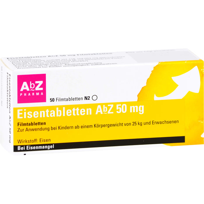 Eisentabletten AbZ 50 mg Filmtabletten, 50 St. Tabletten