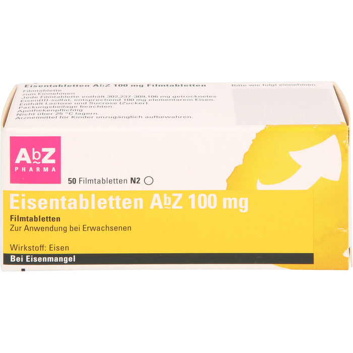 Eisentabletten AbZ 100 mg Filmtabletten, 50 St FTA