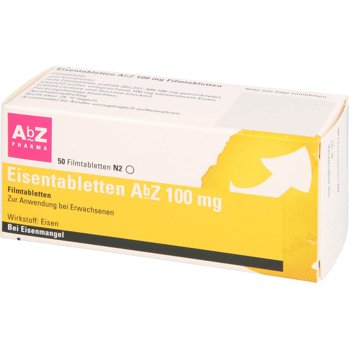 Eisentabletten AbZ 100 mg Filmtabletten, 50 St FTA