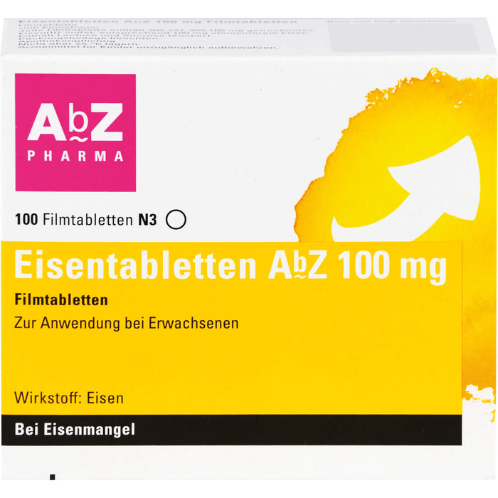 Eisentabletten AbZ 100 mg Filmtabletten bei Eisenmangel, 100 St. Tabletten