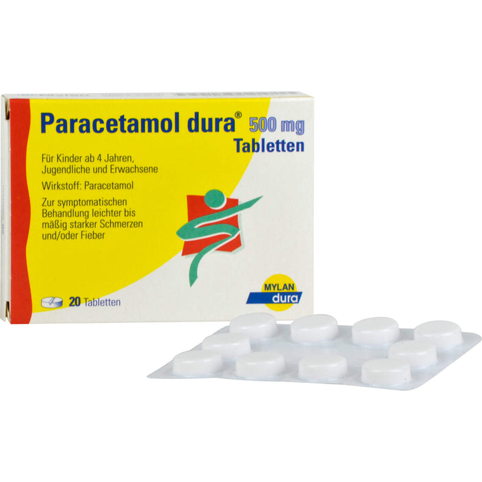 Paracetamol dura Tabletten bei leichten bis mäßigen Schmerzen, 20 St. Tabletten