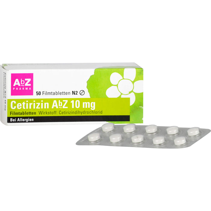 Cetirizin AbZ 10 mg Filmtabletten bei Allergien, 50 St. Tabletten