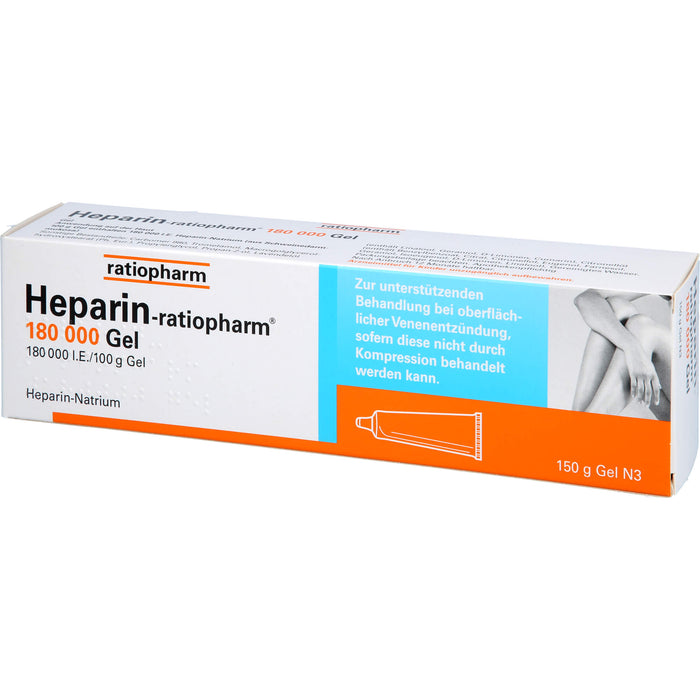 Heparin-ratiopharm 180 000 I.E.Gel bei oberflächlicher Venenentzündung, 150 g Gel