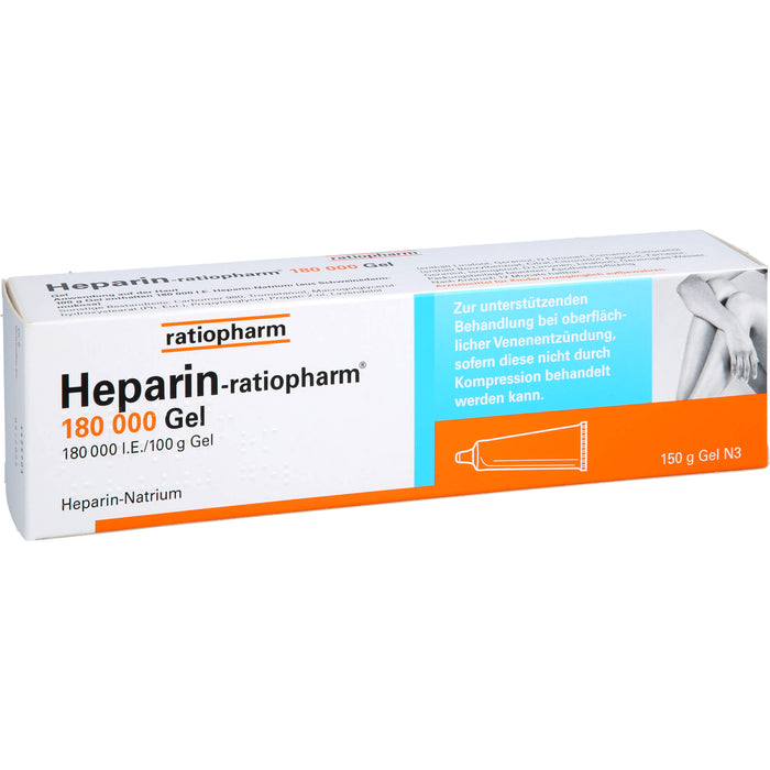 Heparin-ratiopharm 180 000 I.E.Gel bei oberflächlicher Venenentzündung, 150 g Gel