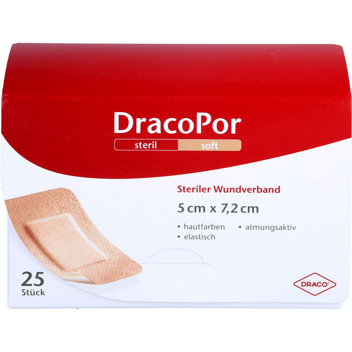 DracoPor 7,2 cm x 5 cm hautfarben soft steriler Wundverband, 25 St. Wundauflagen