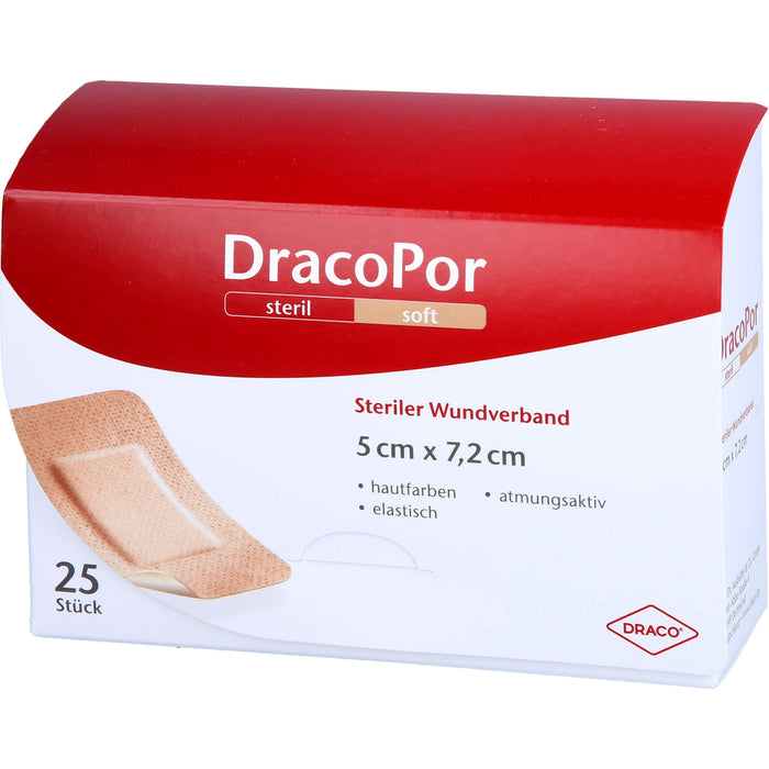 DracoPor 7,2 cm x 5 cm hautfarben soft steriler Wundverband, 25 St. Wundauflagen