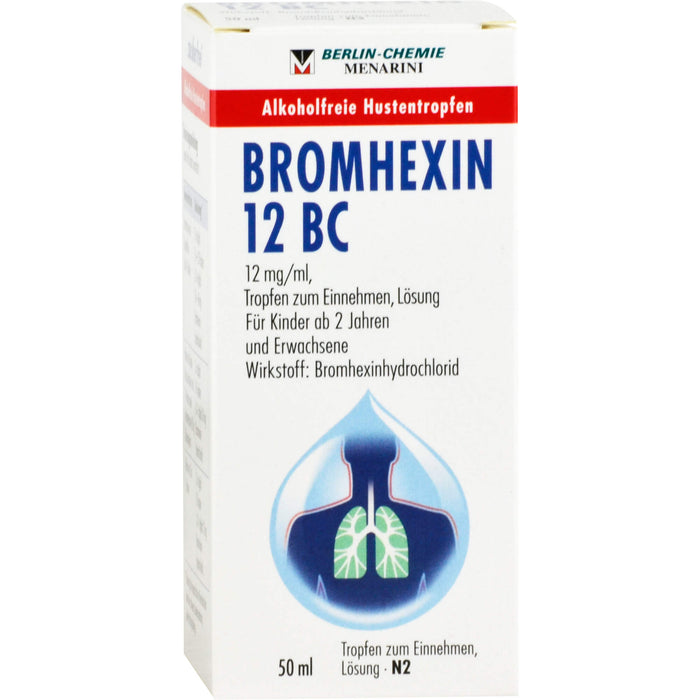 BERLIN-CHEMIE BROMHEXIN 12 BC 12mg/ml Tropfen alkoholfreie Hustentropfen, 50 ml Lösung
